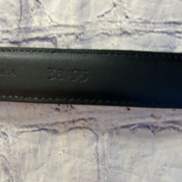 ANILINE FINISHED LEATHER GRAY USA MADE MENS BELT SIZE 38 GOLD TONE BUCKLE - Picture 5 of 8